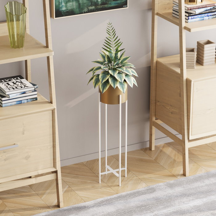 Aberto Design Maceta Decorativa GED-025-C Blanco y Dorado Aberto Design Maceta Decorativa GED-025-C Blanco y Dorado
